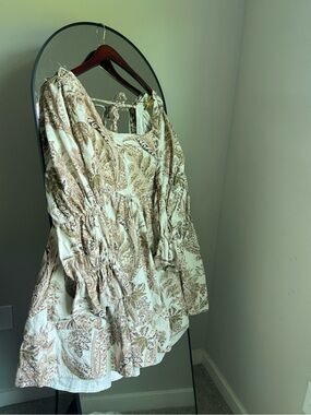 Anthropologie Pilcro Square-Neck Corduroy Babydoll Mini Dress